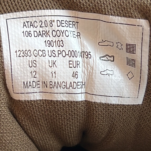 5.11 Tactical A.T.A.C.® 2.0 8" SIDE ZIP DESERT - Dark Coyote (106) - Picture 10 of 10